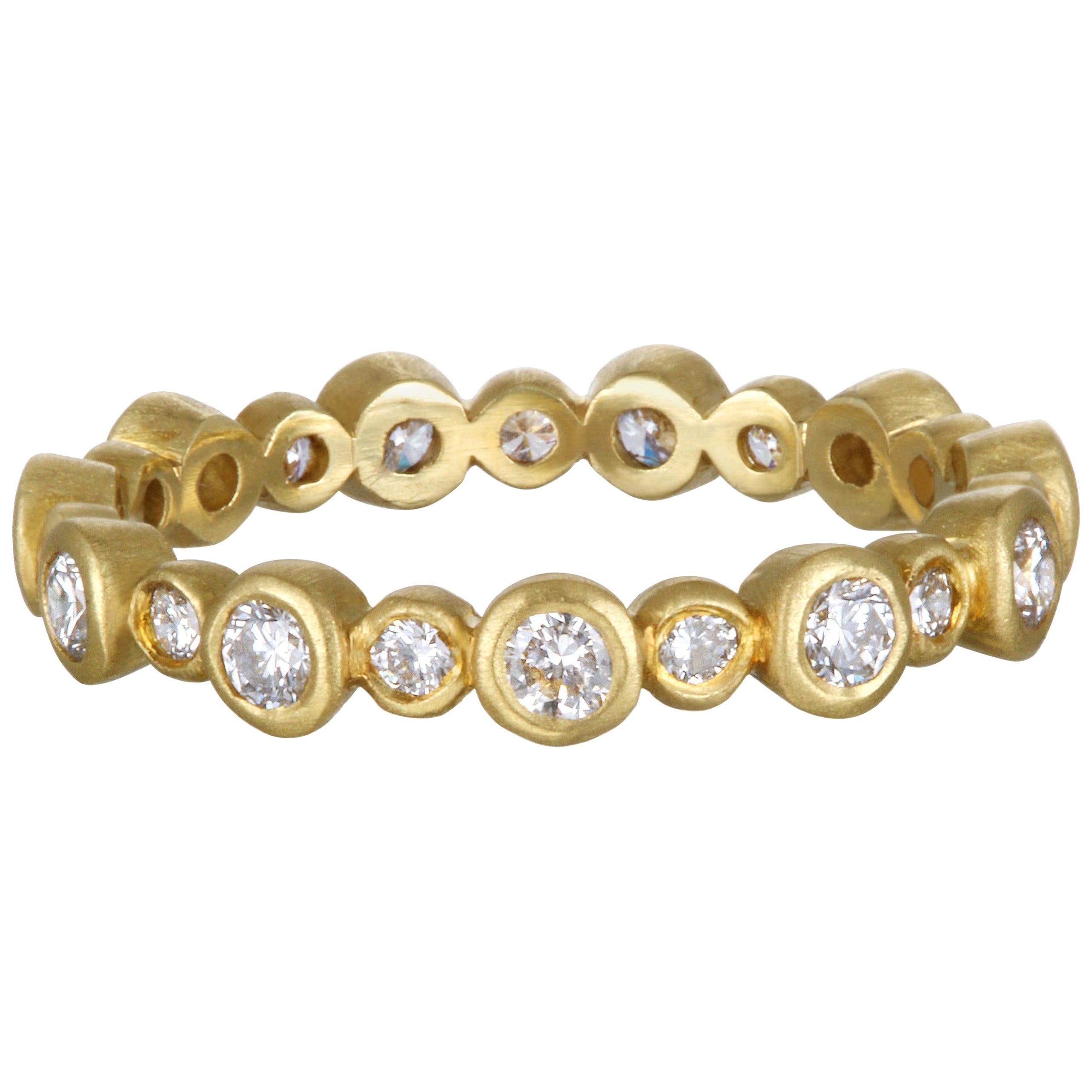 Faye Kim 18 Karat Gold Round Brilliant Cut Diamond Eternity Band Ring