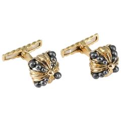 Vintage David Webb Hematite and Yellow Gold Cufflinks