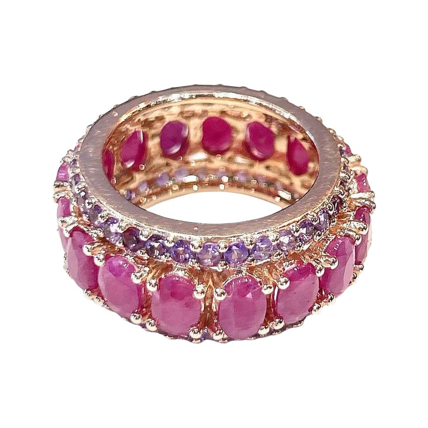 Bochic “Capri” Red Ruby & Purple Amethyst Ring Set In 18K Gold & Silver