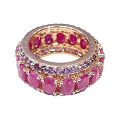 Bochic “Capri” Red Ruby & Purple Amethyst Ring Set In 18K Gold & Silver