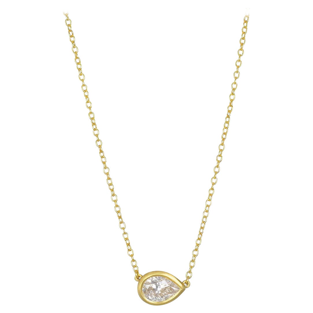 Faye Kim 18 Karat Gold Pear Shaped Diamond Necklace