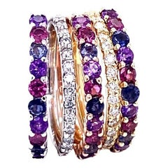 Bracelets empilables en or avec pierres précieuses et diamants de 2,74 carats