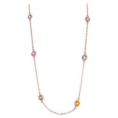 2.21 Carat Natural Sapphire 14 Karat Rose Gold Chain Necklace
