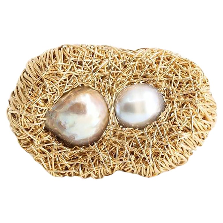 Baroque Pearl Statement and Cocktail Ring One of a kind in 14 k gf