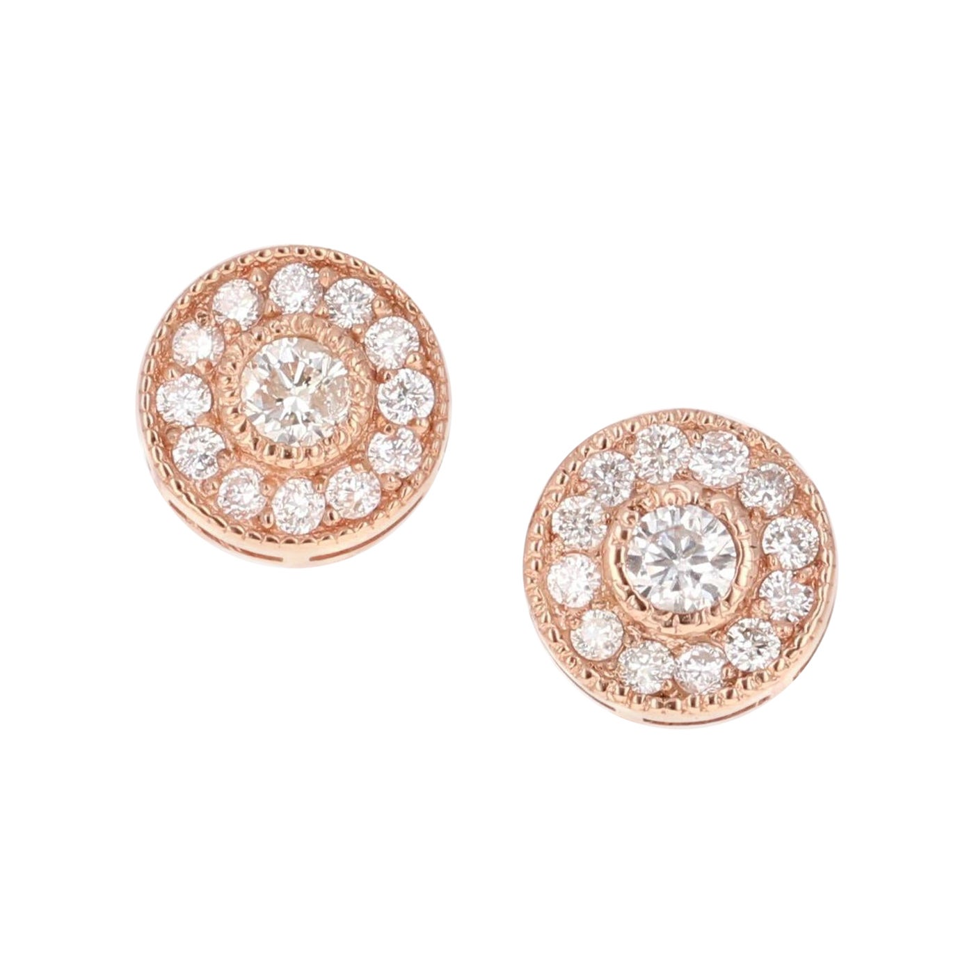 0,41 Karat Diamant-Ohrringe aus 14 Karat Roségold im Angebot