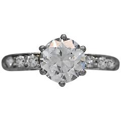 Platinum Art Deco .96 Carat Diamond Engagement Ring