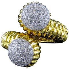 David Webb Yellow Gold and Diamond Bypass Bracelet 4