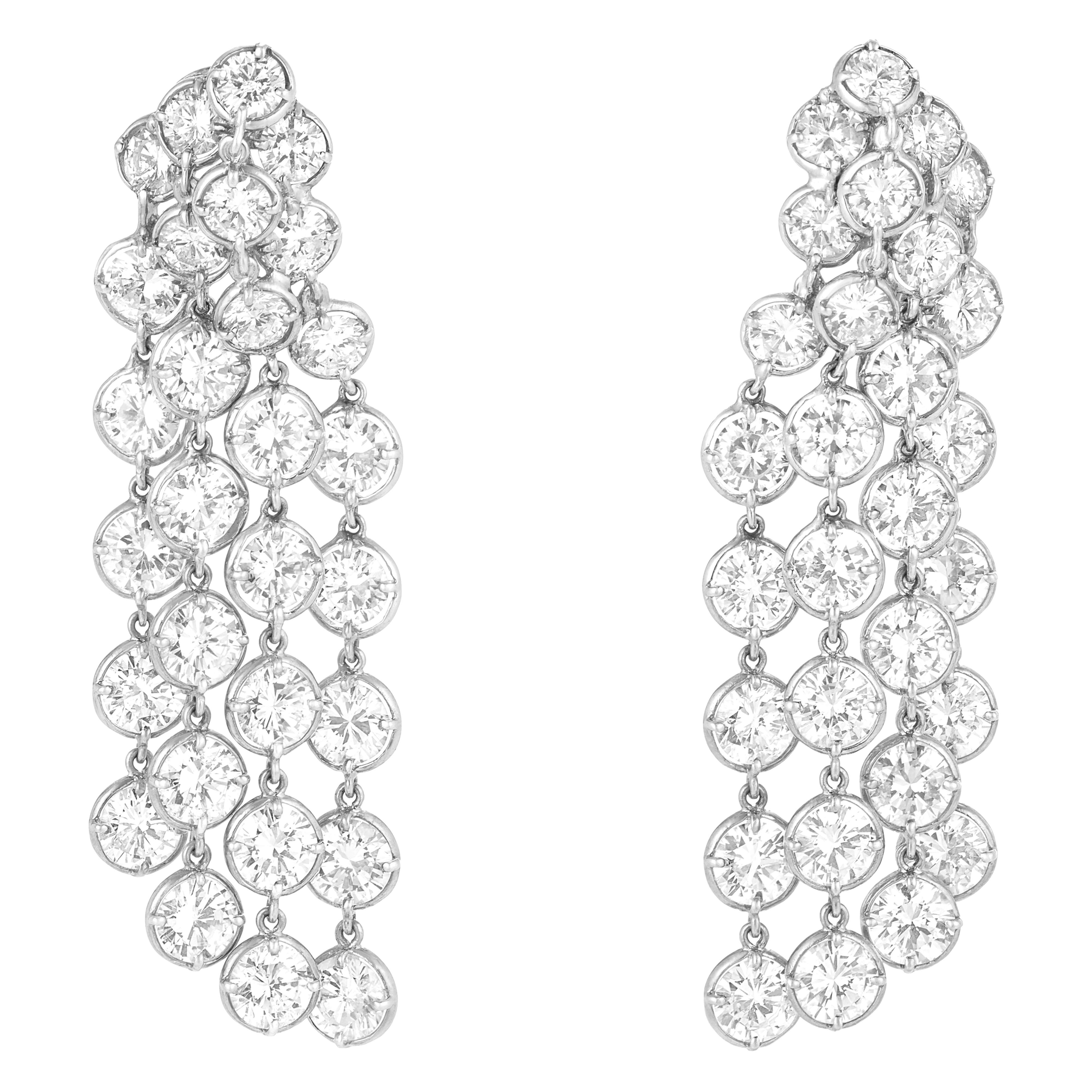 13 Carat 58 Round Brilliant Cut Diamond Platinum Drop Earrings
