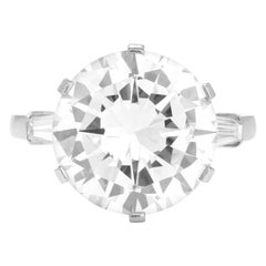 Bague solitaire vintage en platine avec diamant européen ancien certifié de 3,93 carats