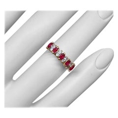 Vintage Marquise Ruby Diamond Wedding Engagement Band Ring Stacking 14 Karat Gold