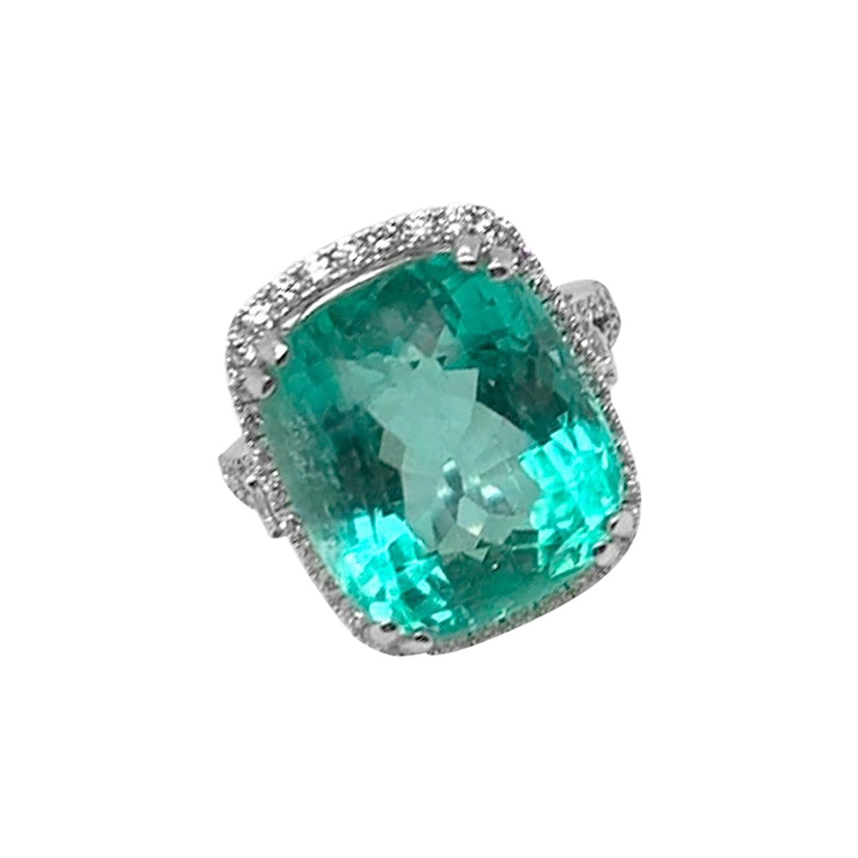 Ring 18kt Gold Colombian Emerald 13.01 cts & Diamonds