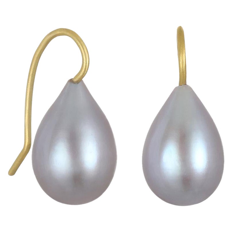 Faye Kim 18k Gold Gray Freshwater Pearl Drop Earrings