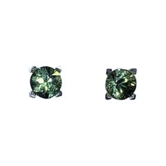 1.50ct Teal Sapphire Studs Earrings 18ct White Gold.