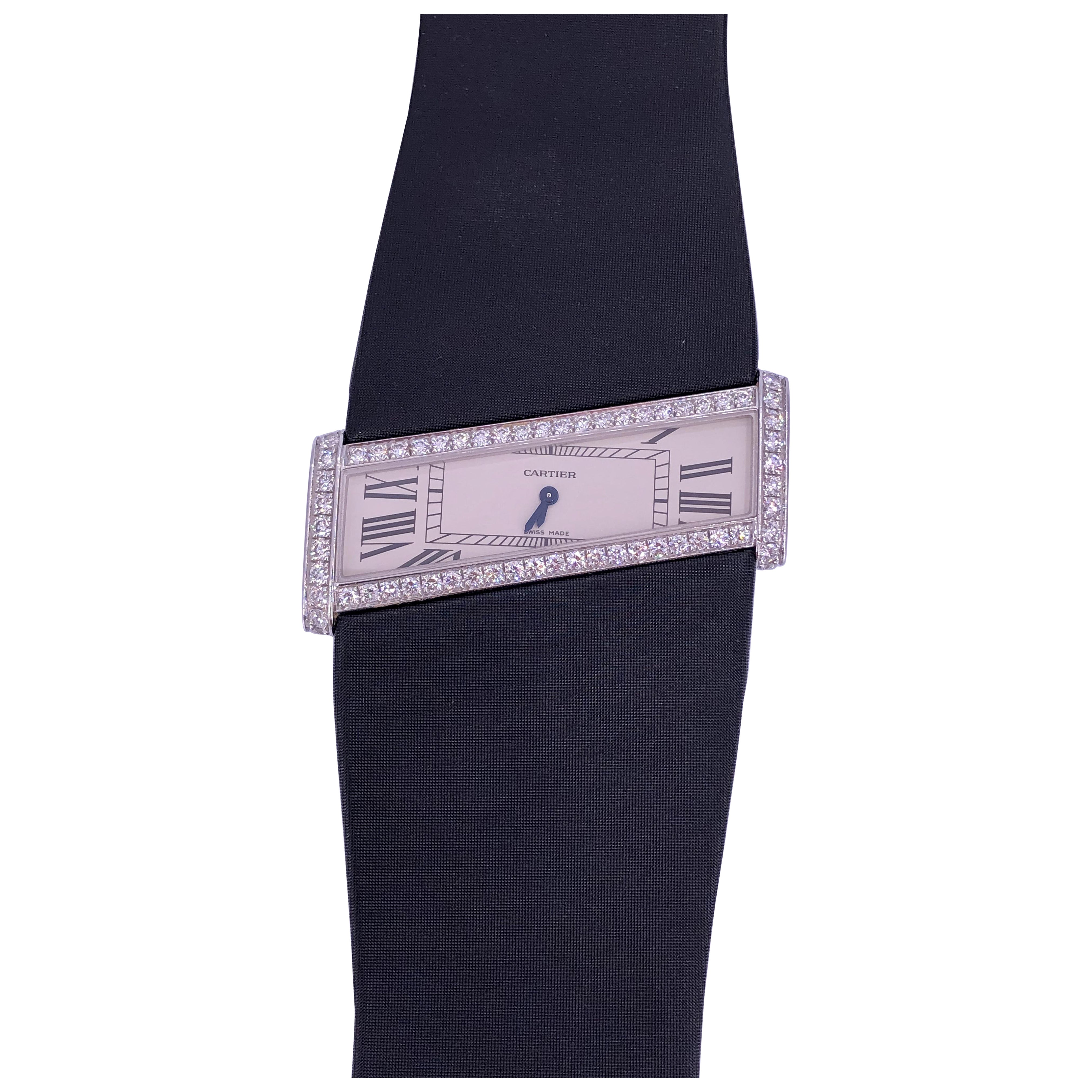 Cartier Rare Tank Divan Diagonale en or blanc et diamants