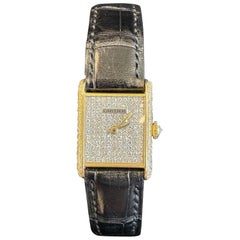 Cartier Tank Rare Factory Diamond Dial & Case Yellow Gold Service Papers