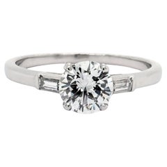 Vintage Solitaire Diamond and Platinum Ring, 0.81 Carats, Circa 1940
