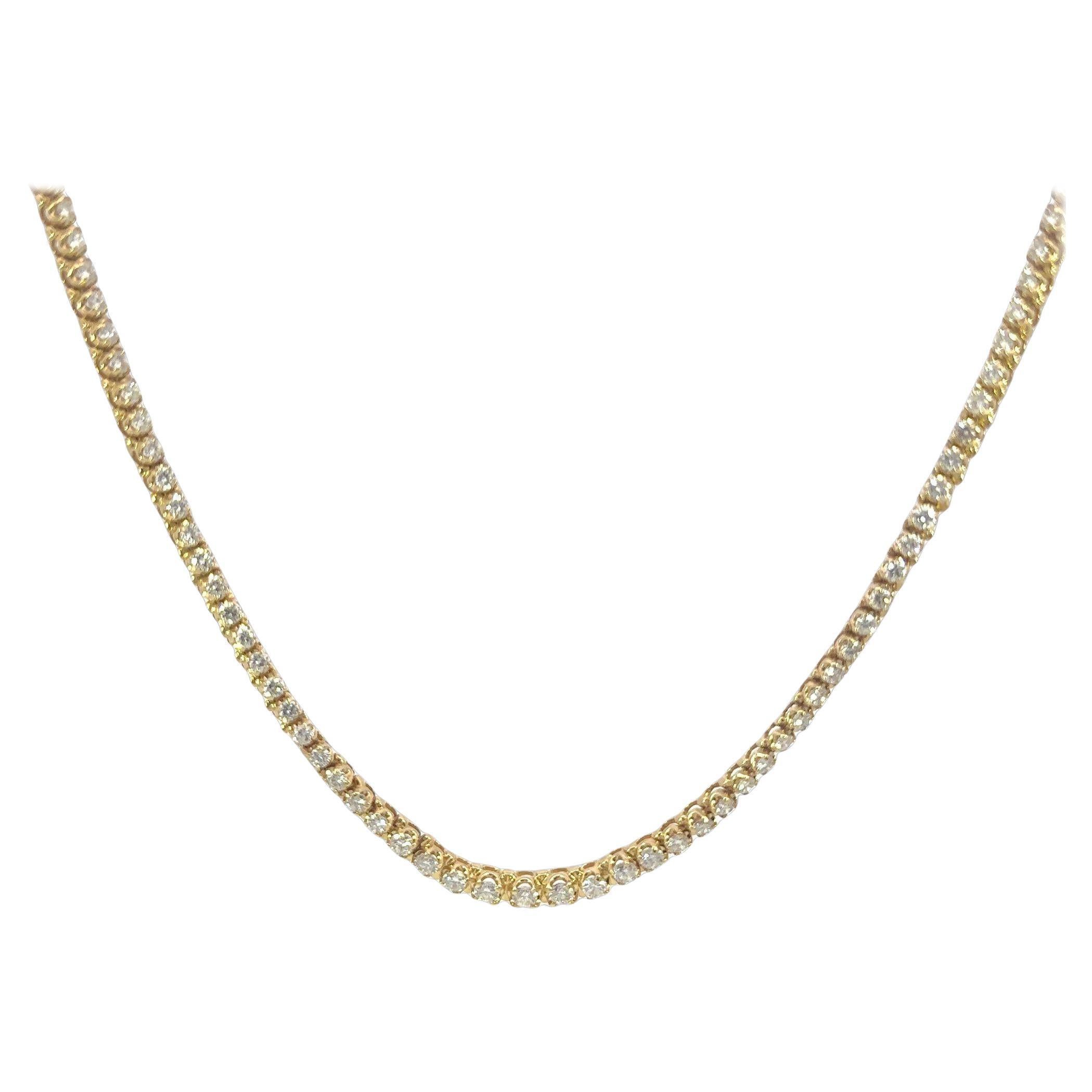 Vintage Diamond Graduated Riviera Necklace with ~8ctw Diamond 14K Yellow Gold