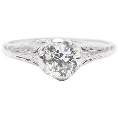 Floral Art Nouveau 0.85 Carat Diamond Engagement Ring in Luxurious Platinum Floral Art Nouveau 0.85 Carat Diamond Engagement Ring in Luxurious Platinum