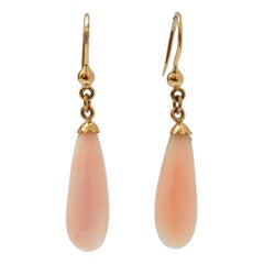 Coral, Pendientes de Oro Amarillo de 18 Kilates.