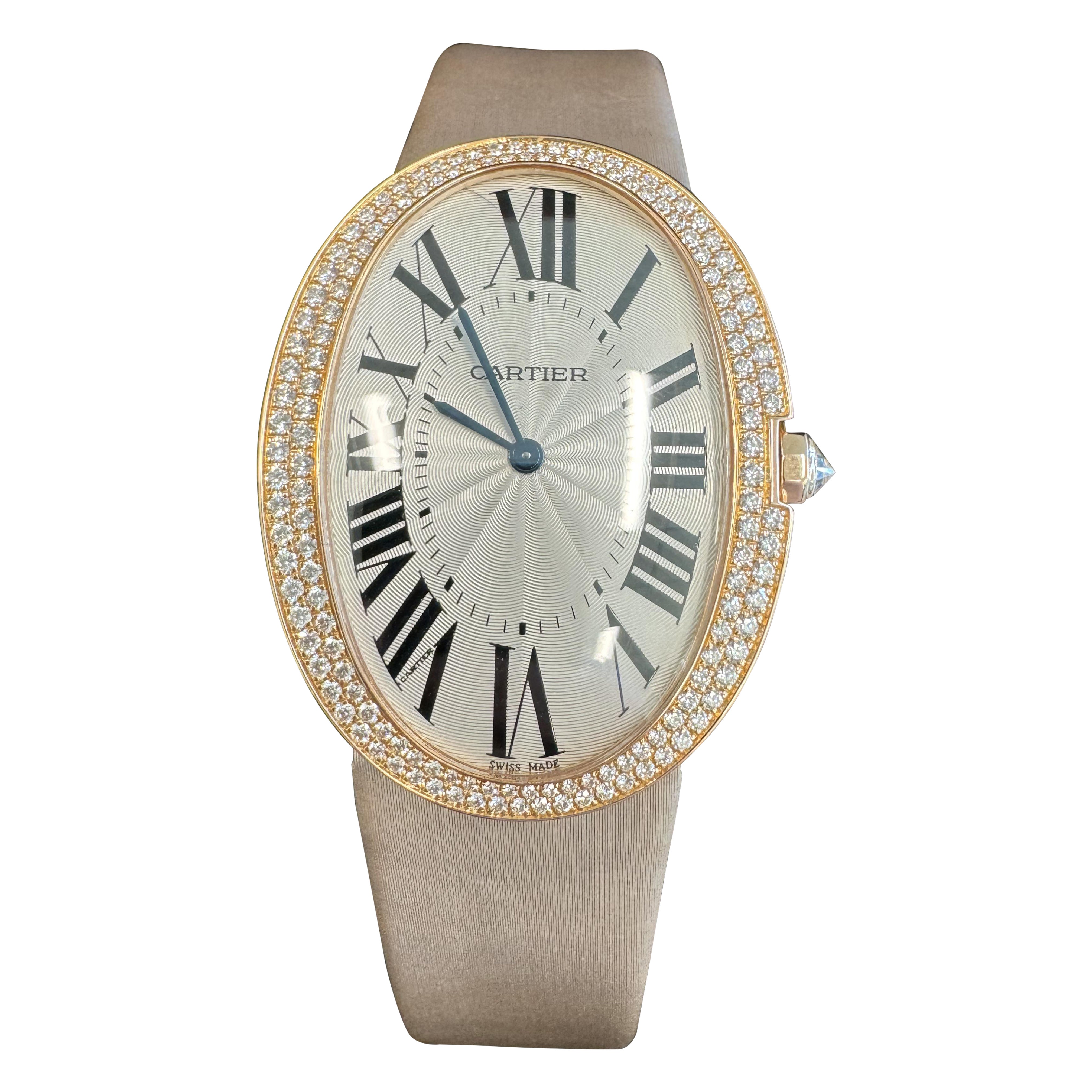 Cartier Baignoire Factory Diamonds Cinturino in raso oro rosa 18 carati