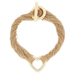Tiffany & Co. Open Heart Multi Chain 18K Yellow Gold Bracelet with Toggle Clasp