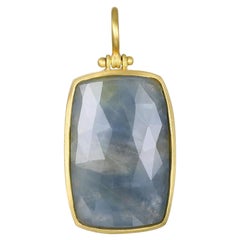 Faye Kim Pendentif à charnière en or 18 carats avec tranches de saphir bleu