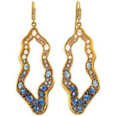 Lauren Harper Collection Boucles d'oreilles en goutte en or avec saphirs bleus dégradés