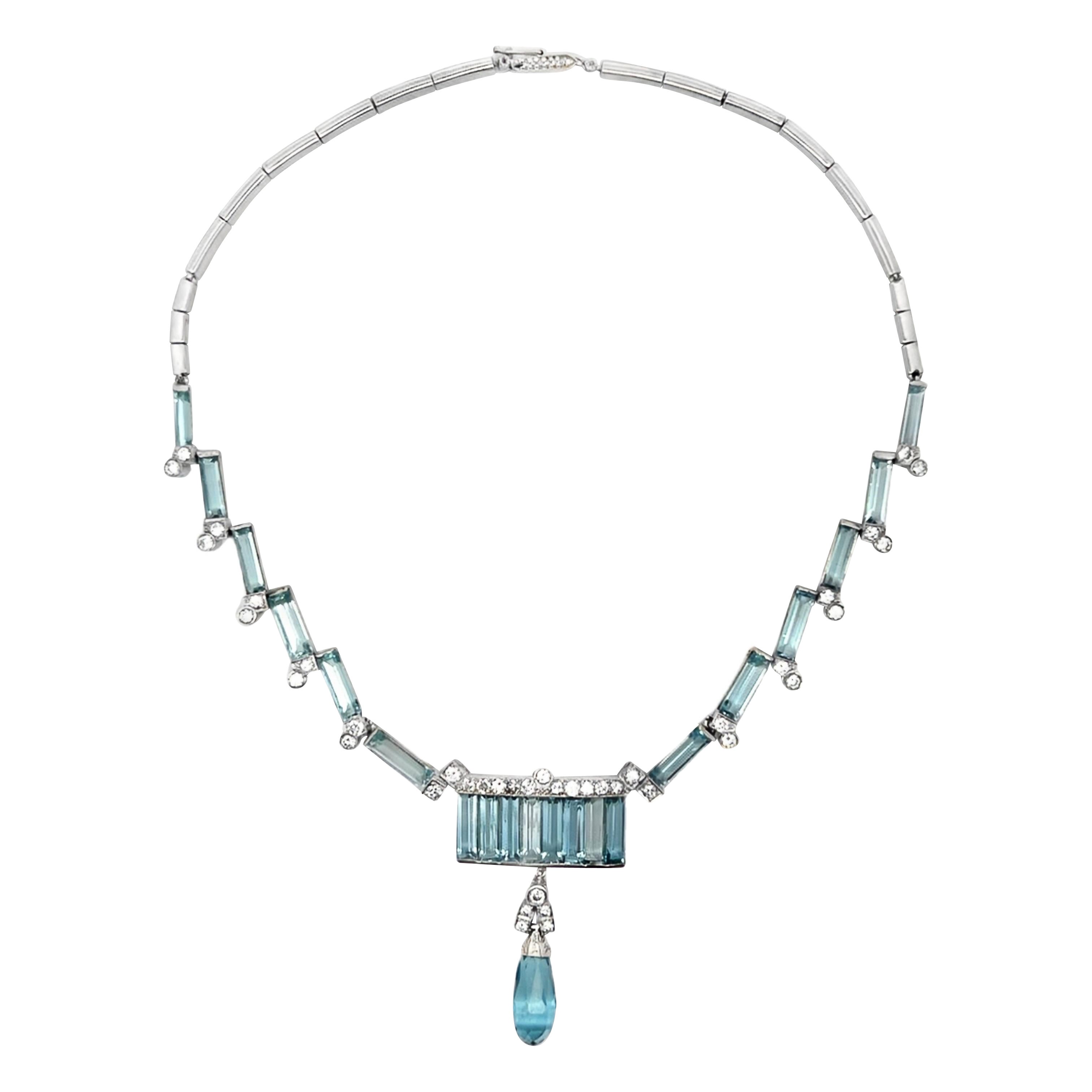 Aquamarine and Diamond Necklace