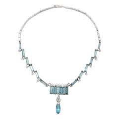 Aquamarin und Diamant-Halskette