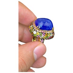 Bochic “Orient” Natural Sapphire & Multi Gem Ring Set 18K Yellow Gold & Silver