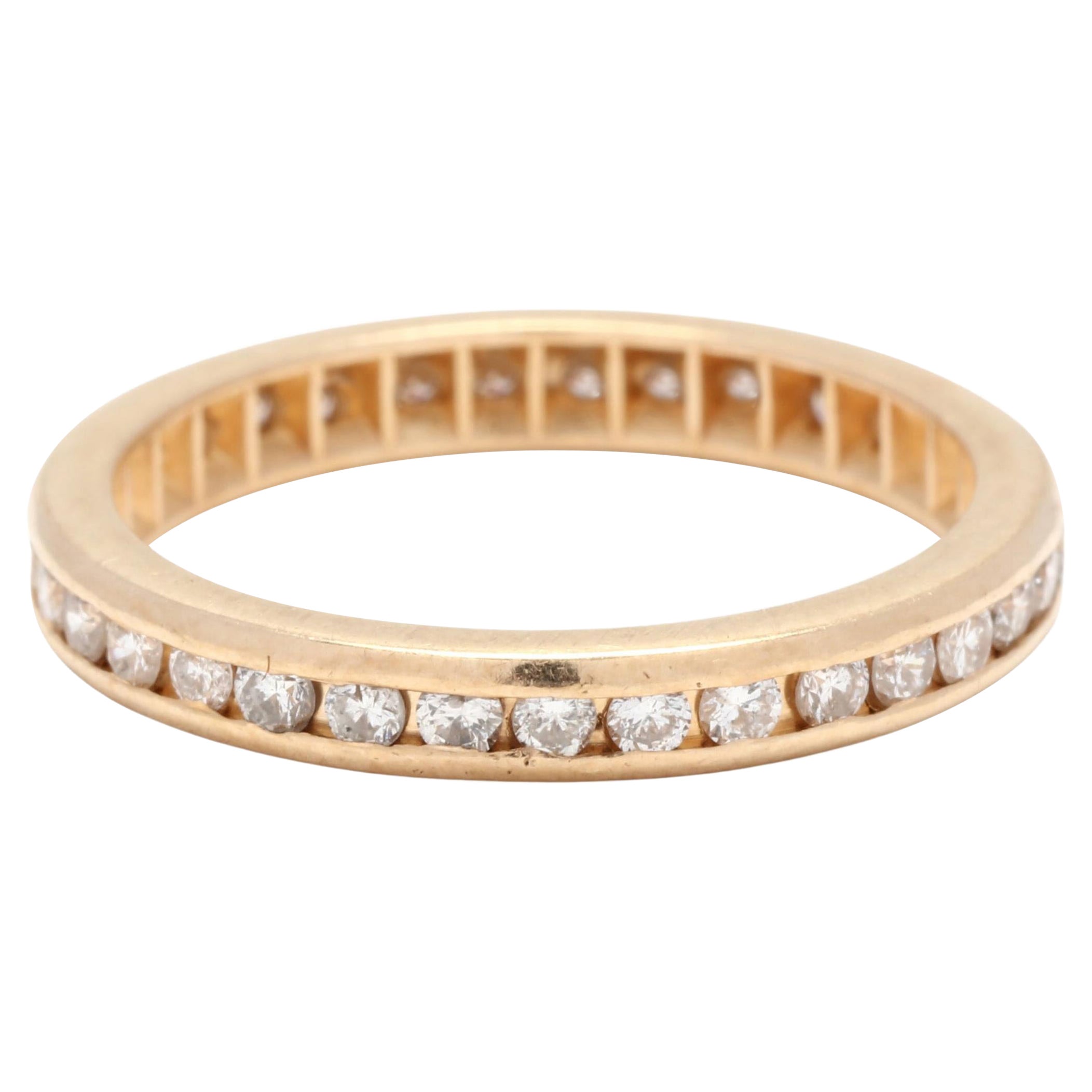 Channel Diamant Eternity Ehering, 14K Gelbgold, Ring Größe 6