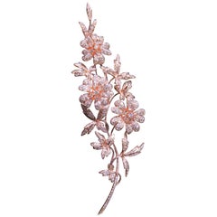 NWT $43, 800 Large 18KT Rose Gold Fancy Glittering Flower Diamond Brooch