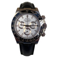 Rolex Daytona Rose Gold White Dial Black Strap
