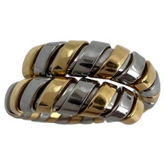 Bvlgari Tubogas, bague jonc serpent flexible en or jaune 18 carats et acier