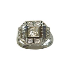 Bague déco en or blanc 18 carats avec diamants