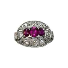 Platinum Diamond and Ruby Ring