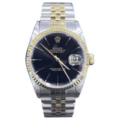 Rolex DateJust 36mm Black Dial 18K Gold Stainless Steel Jubilee Watch 16233