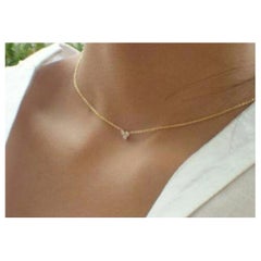 14K Solid Gold Three Diamond Necklace For Women Cluster Diamond Necklace.