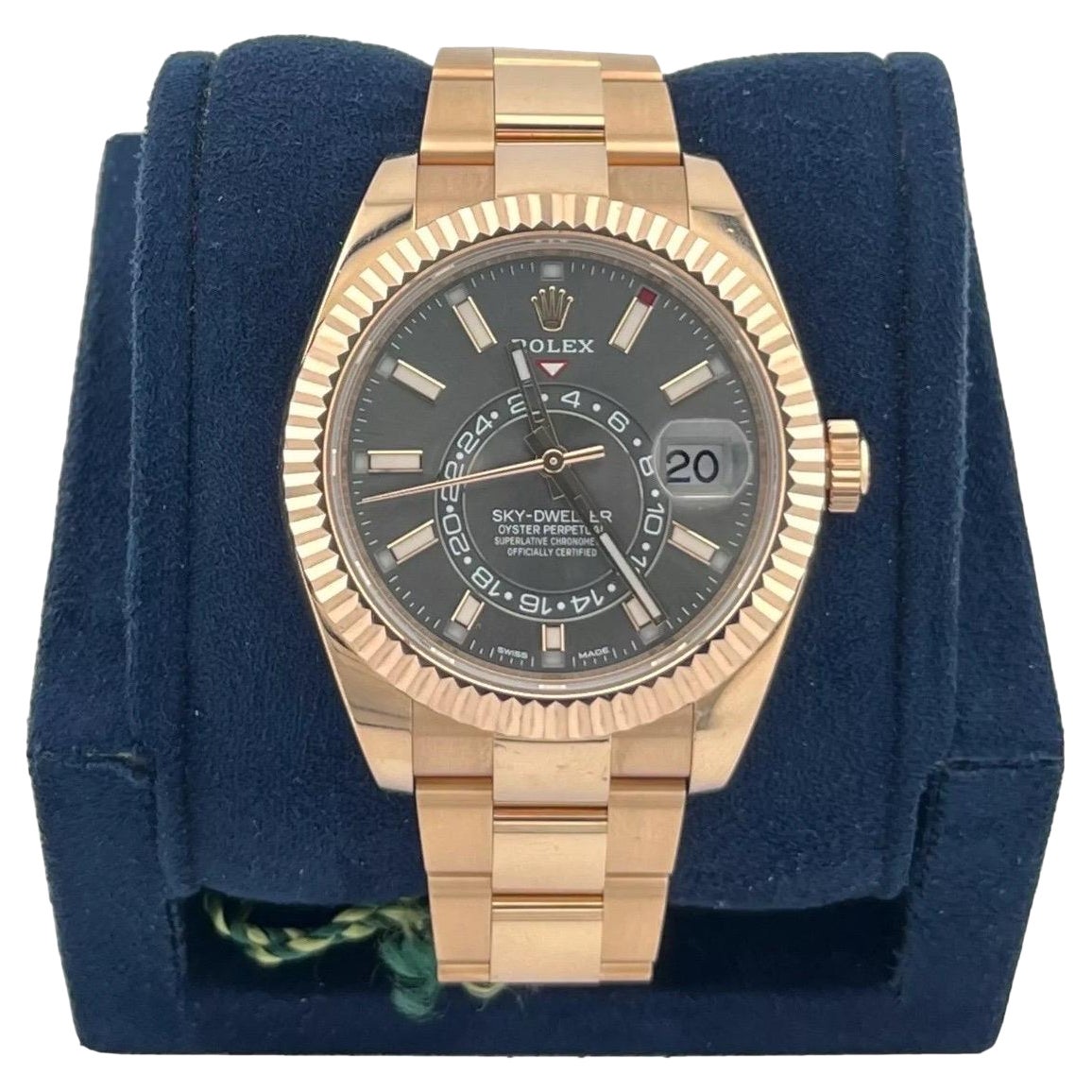 Rolex Sky-Dweller Oro rosa Rodio Gris Índice 42mm Esfera 326935 Caja y papeles