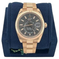 Rolex Sky-Dweller Rose Gold Rhodium Grey Index 42mm Dial 326935 Box & Papers