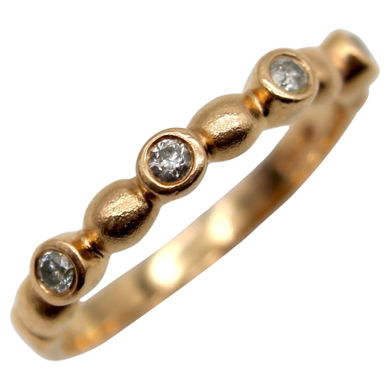 Vintage 14K Rose Gold Diamond Bubble Ring For Sale