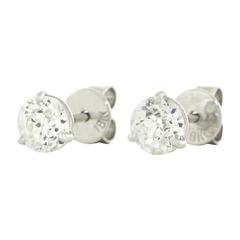 .98 Carat Total Weight Diamond Studs in White Gold