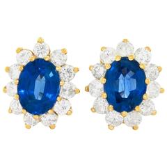 Classic Sapphire and Diamond Gold Earrings