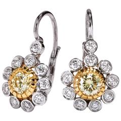 Fancy Yellow Diamond Sunflower Earrings