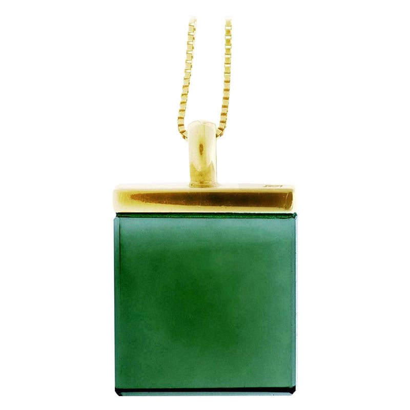 Featured in Vogue UA Yellow Gold Designer Pendant with Green Quartz