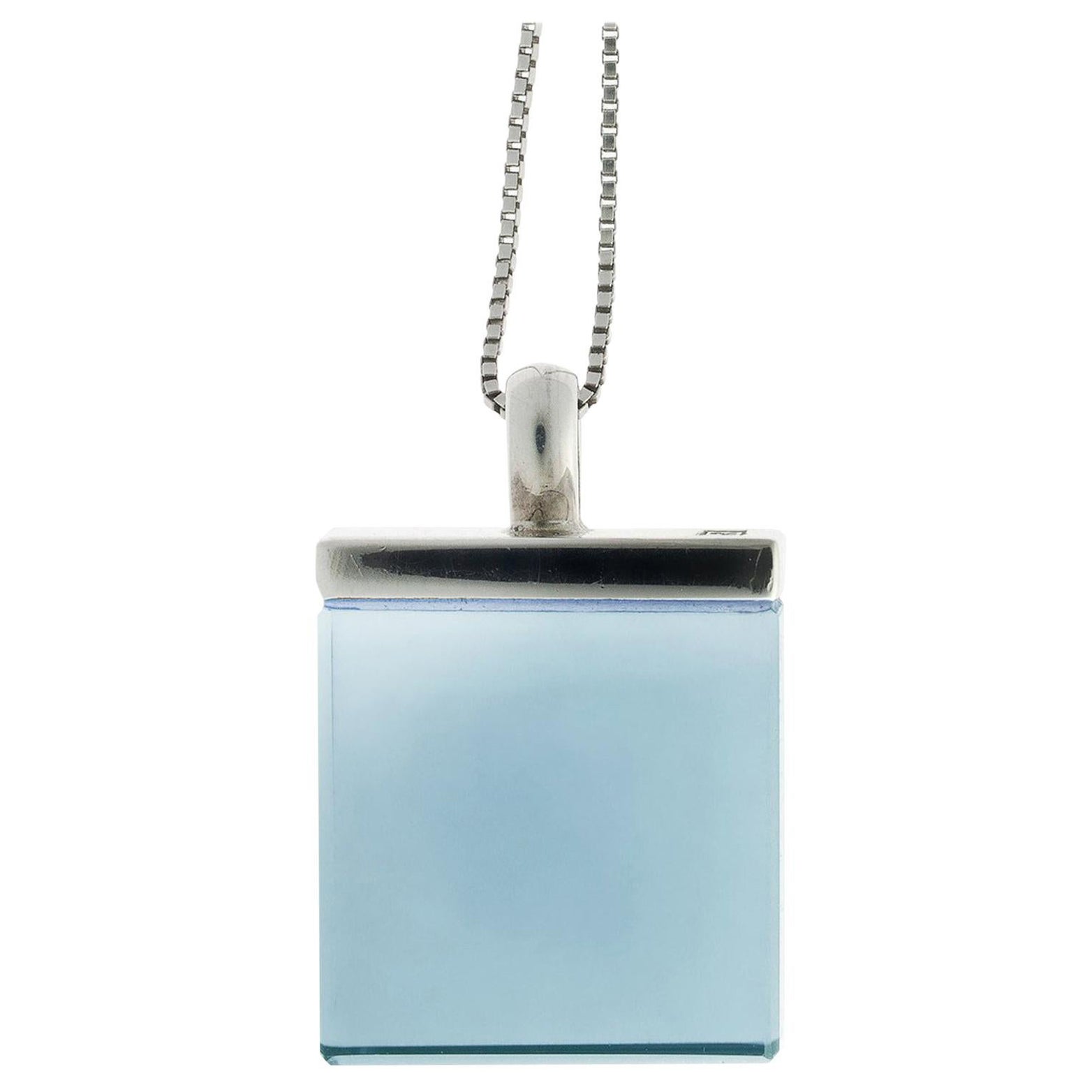 Art Deco Style Pendant Necklace with Sky Blue Chalcedony Featured in Vogue