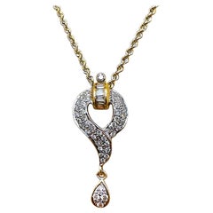 Collar de oro amarillo y blanco de 14 quilates con colgante de diamantes de 1 quilate - Hallmarked