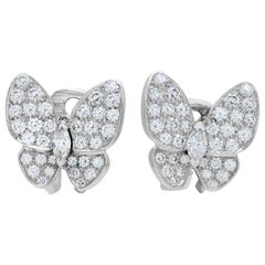 Van Cleef & Arpels Two Butterfly Diamond White Gold Earrings