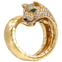 Panthère de Cartier Diamant-Smaragd-Ring aus Gelbgold