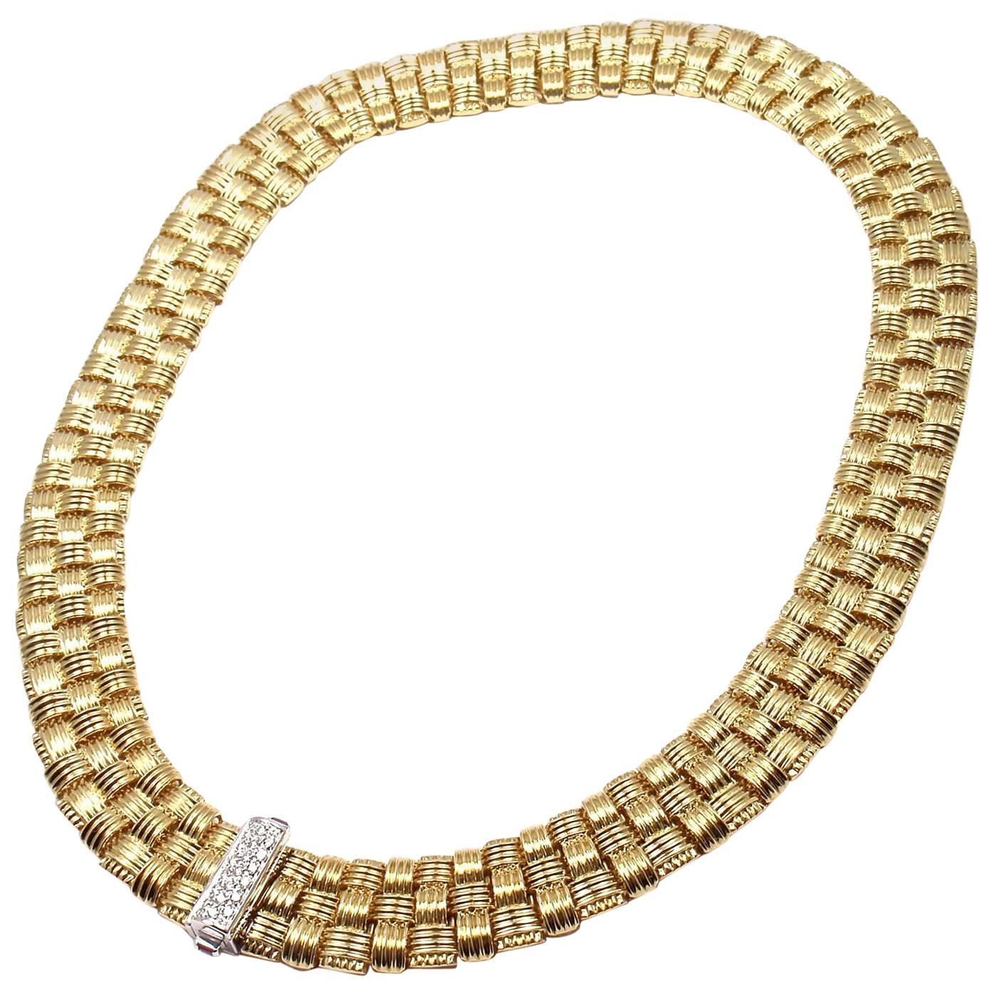 Roberto Coin Appassionata Diamond Ruby Three Row Yellow Gold Necklace